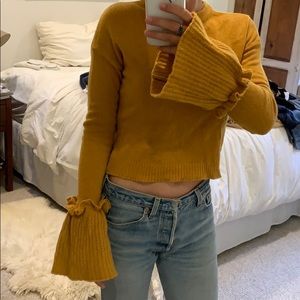 Tach Clothing Mustard Crop Sweater Flare Sleeve